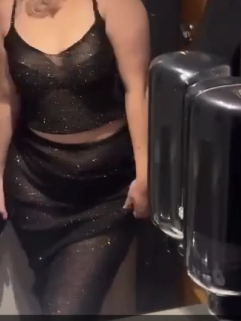 PrettyLittleThing Black Sparkle Mesh Two-Piece Dress
